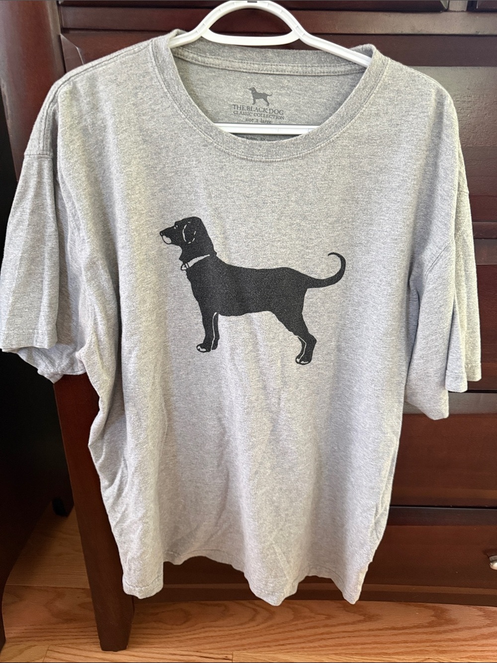 The Black Dog Gray Short Sleeve Tee with Black Dog Silhouette